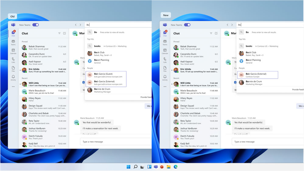 Ulepszone doświadczenia wyszukiwania osób i czatu w Teams