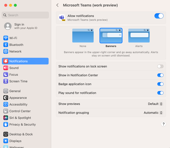 new teams mac notifications not working