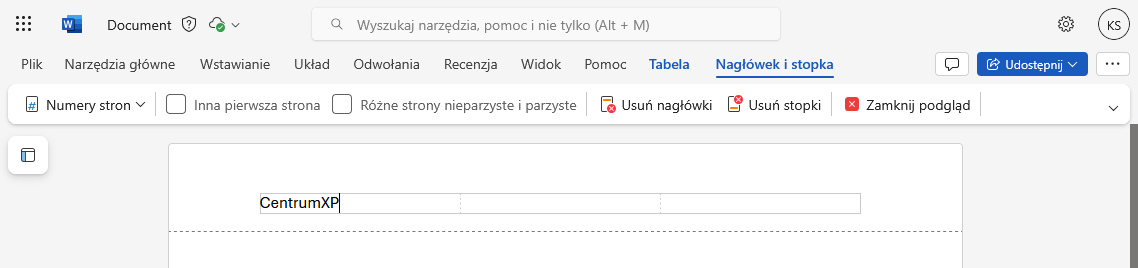 W końcu można łatwo edytować nagłówek i stopkę w Word Online