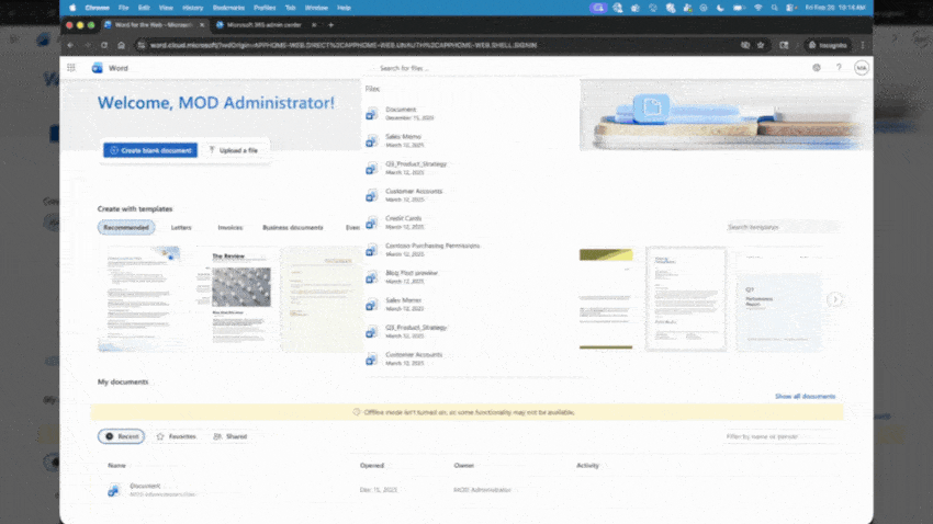Szybsze wyszukiwanie plików Worda, Excela i PowerPointa online