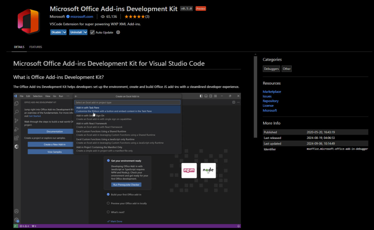 Office Add-ins Development Kit dostępny w Visual Studio Code