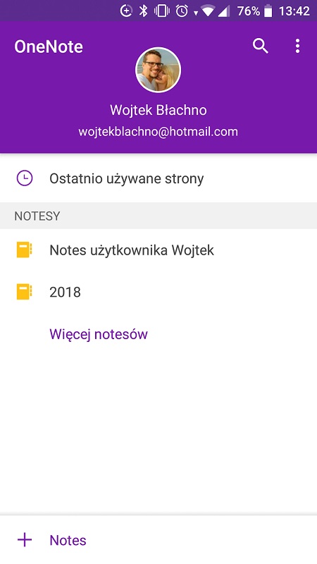 OneNote na systemie Android