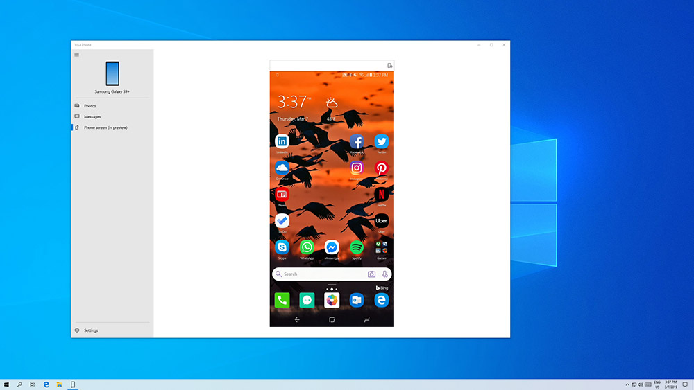 phone screen - Windows 10