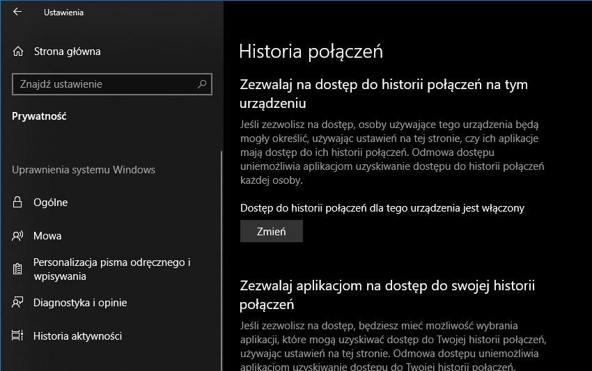 Windows 10 Ustawienia prywatności