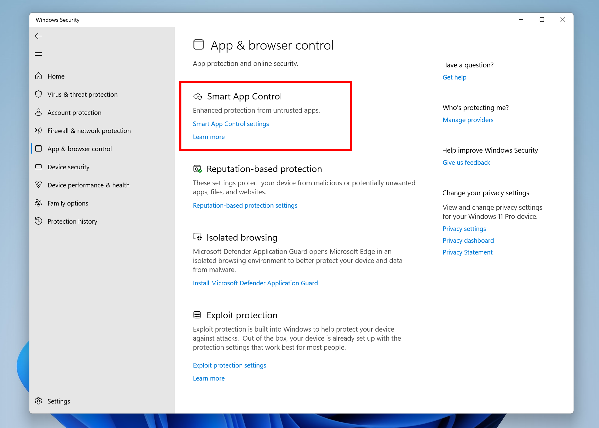 Smart App Control w Windows 11