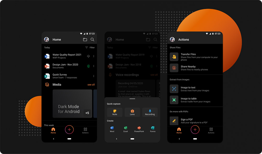 Tryb ciemny w Office na Androidzie