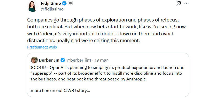 OpenAI tworzy jedną superaplikację na PC