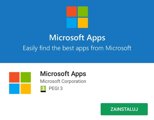 Microsoft Apps w Google Play