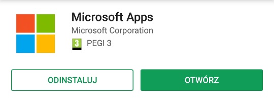 Microsoft Apps w Google Play