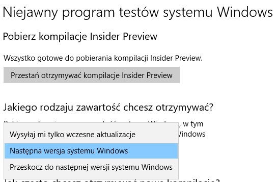Konfiguracja programu Windows Insider