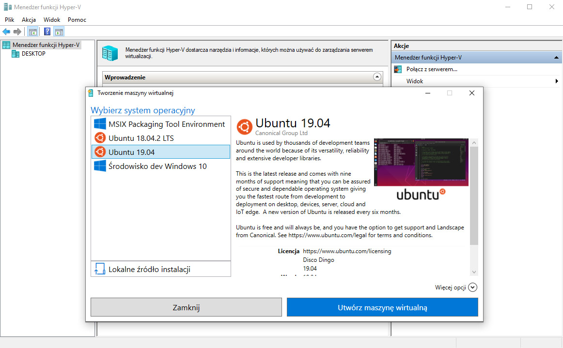 Ubuntu - VM w Hyper-V