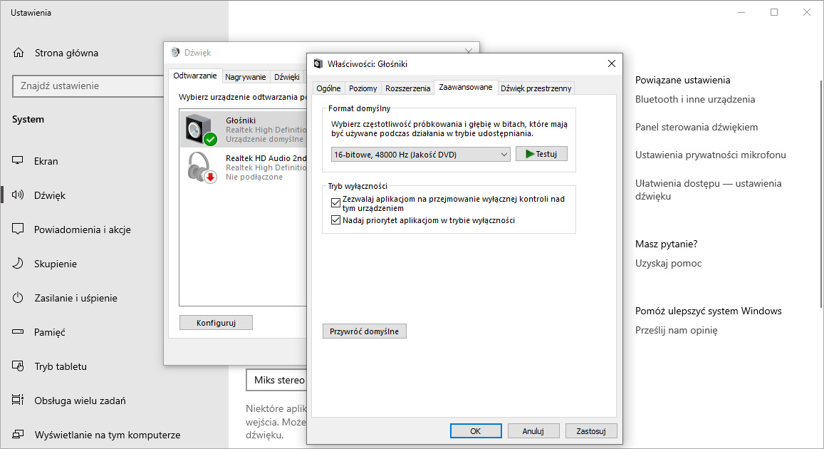Problemy z dźwiękiem w Windows 10