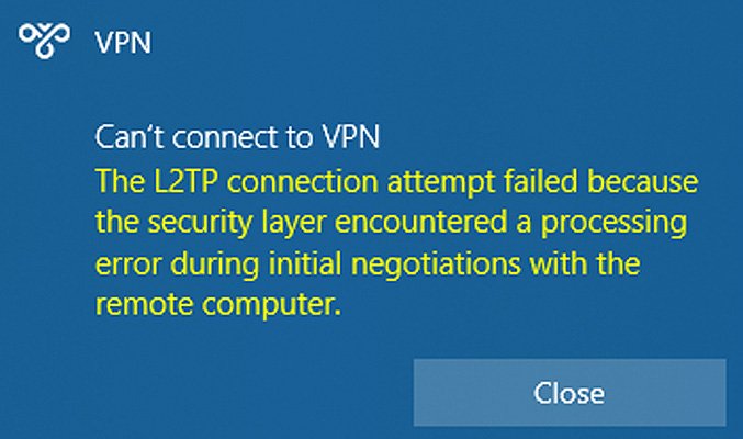 Błąd VPN w Windows
