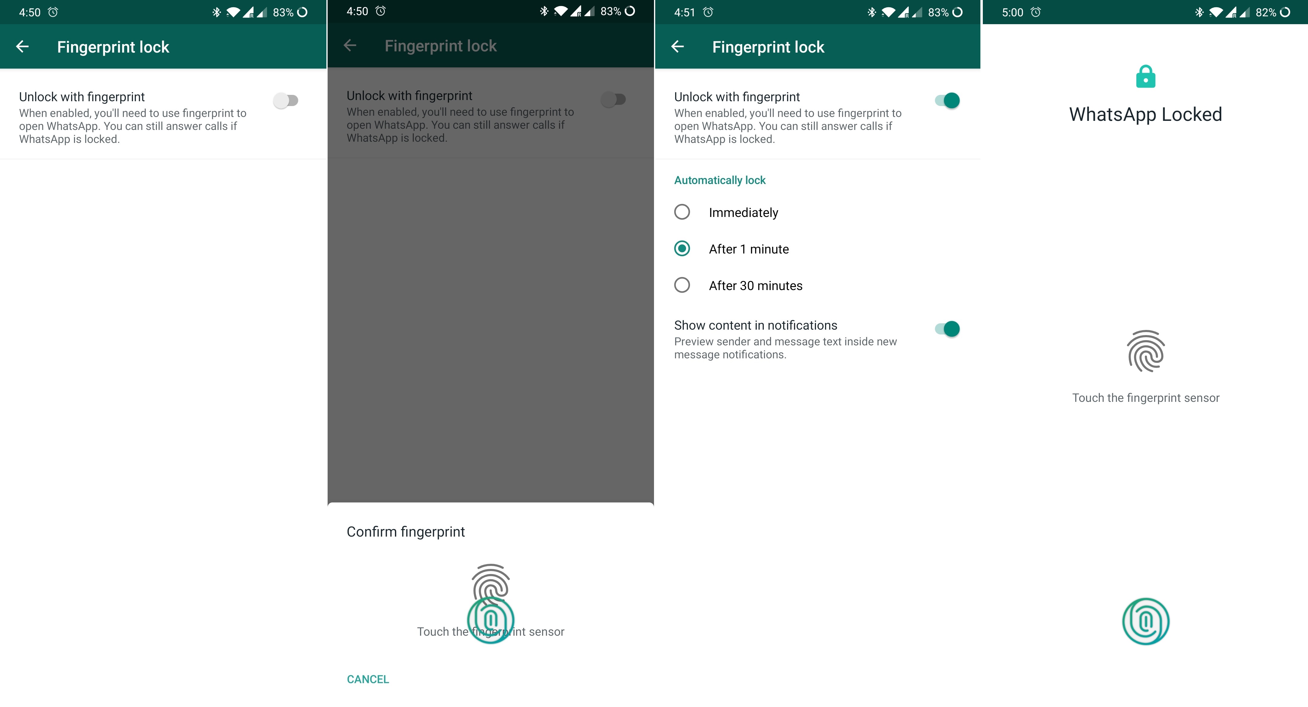 WhatsApp odcisk palca