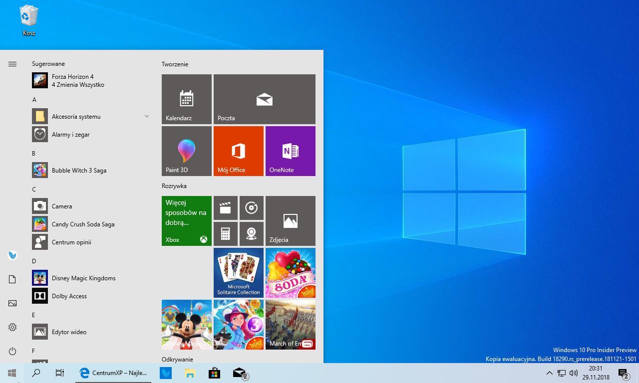 Windows 10 Jasny motyw