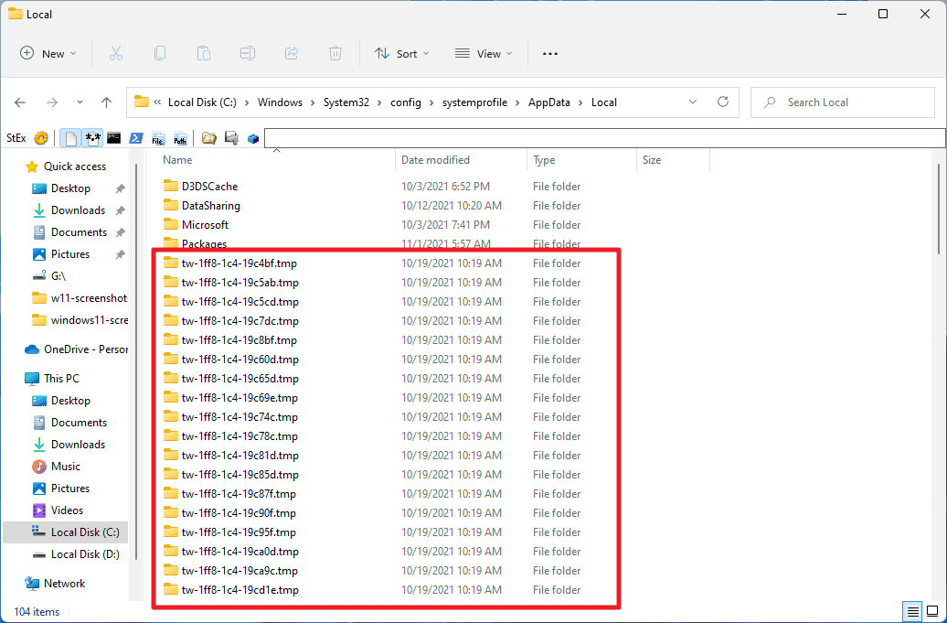 Puste foldery w Windows 11