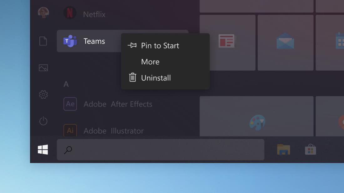 Zaokrąglone menu Start w Windows 10
